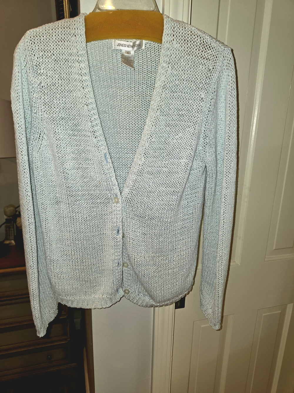 Jones New York Pale Blue Lightweight Button Cardigan